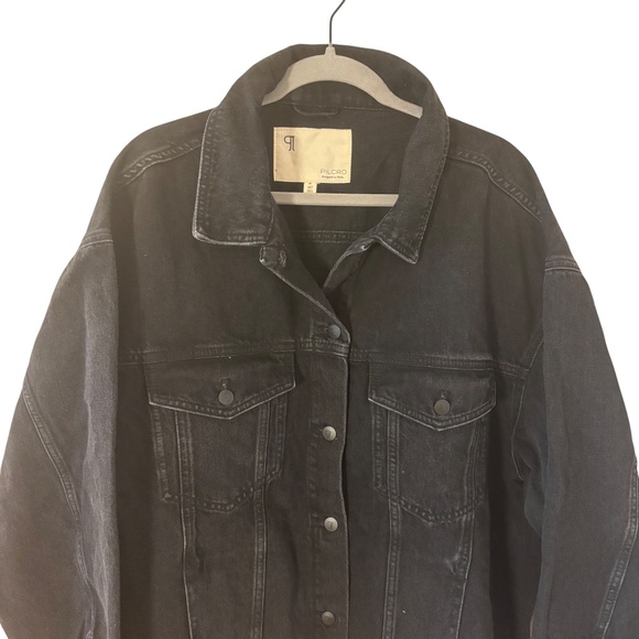 NWT Pilcro Anthropologie Black Denim Jacket Size XL 90s NEW 100% Cotton pockets - Picture 4 of 14